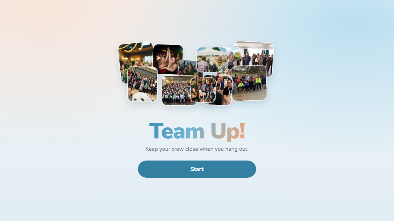 Screenshot of the TeamUp! web app